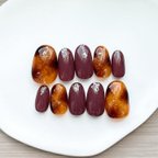作品秋冬に大活躍💪こっくりカラーのべっ甲ネイルチップ💅♡