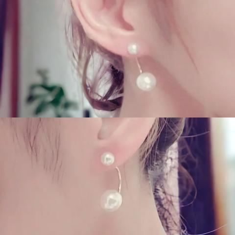 パールピアス　ツイン　初夏　小ぶり　樹脂イヤリング変更可能 樹脂ピアス　サージカルステンレス アレルギー対策 ブライダル　ウエディング