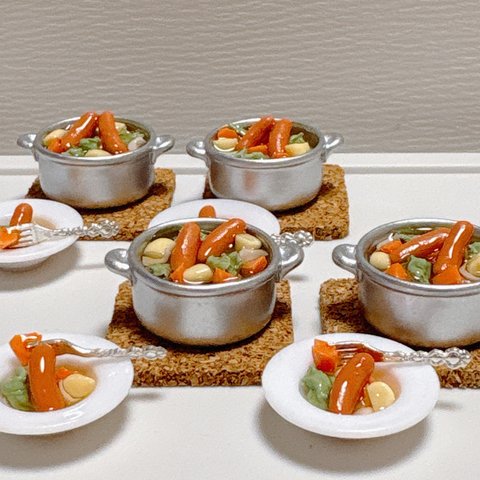 【再販】ミニチュア フード ごろごろ野菜 ポトフ 鍋 冬 