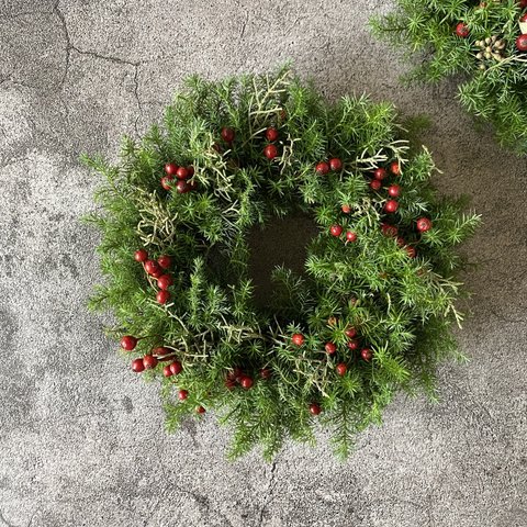 特集掲載★フレッシュ針葉樹と野ばらのリース25cm★クリスマスリース★ウィンターリース★クリスマス