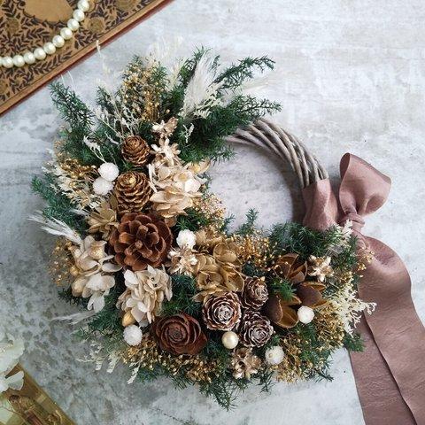 【特集掲載】大人気♡Lune Bonheur＜noix＞＊クリスマスリース＊ハーフリースクリスマス＊北欧＊通年リース＊プリザーブドフラワー＊ハーフリース＊クリスマス＊クリスマスリース